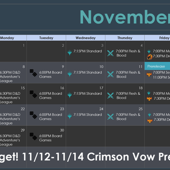 November Event Schedule