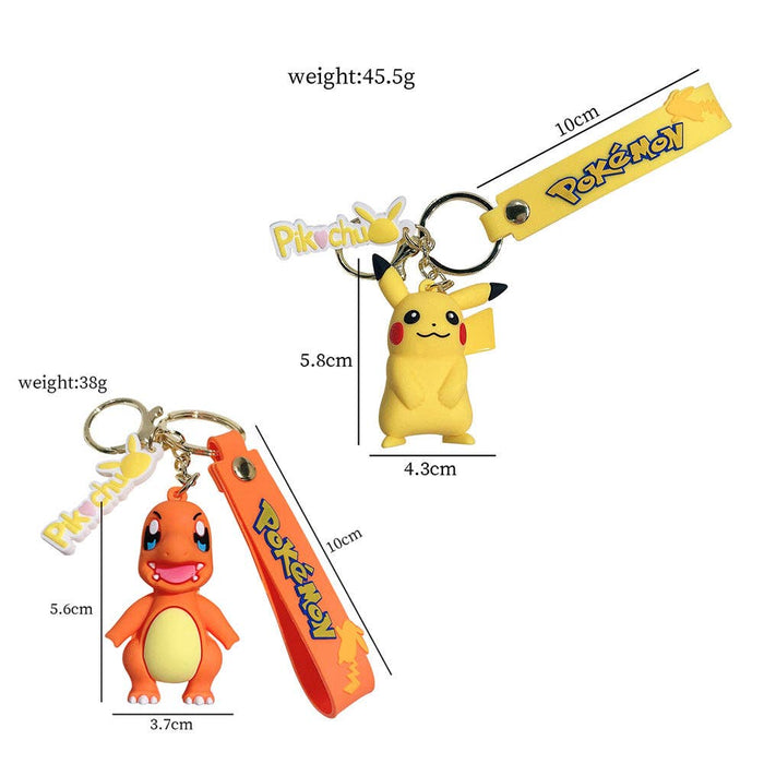 Cartoon Pikachu Silicone Keychain Pokémon Mini Figure Bag Charm Pendant