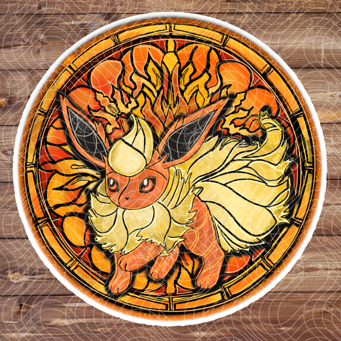 3" Stained Glass Flareon Poke Anime Video Game Vinyl Sticker