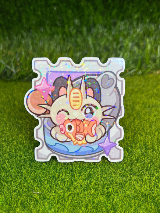 Cat Poke Stamp Sticker Fish