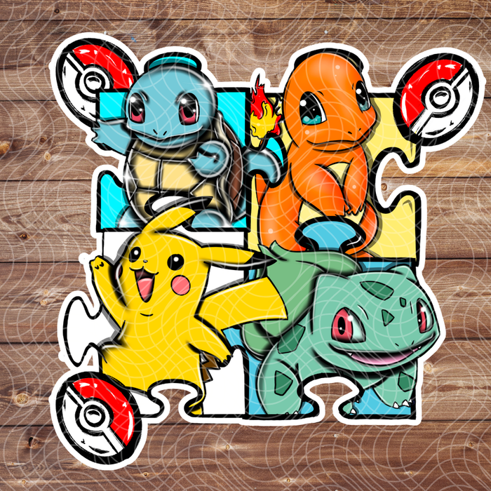 3" Starters Jigsaw Poke Anime Video Game Vinyl Sticker