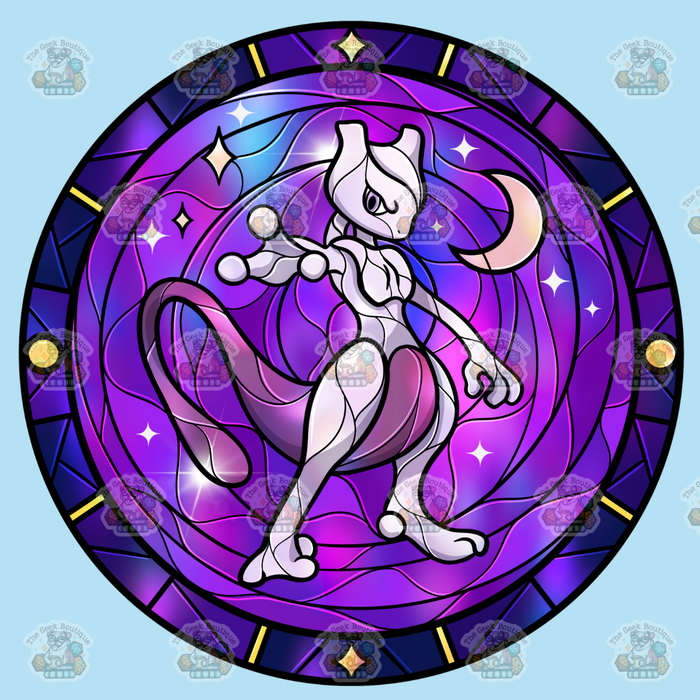 3" Mewtwo Poke Stained Glass Video Game Anime Vinyl Sticker