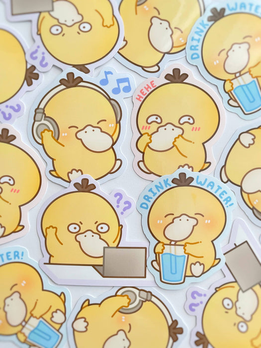Silly Psyduck Waterproof Stickers
