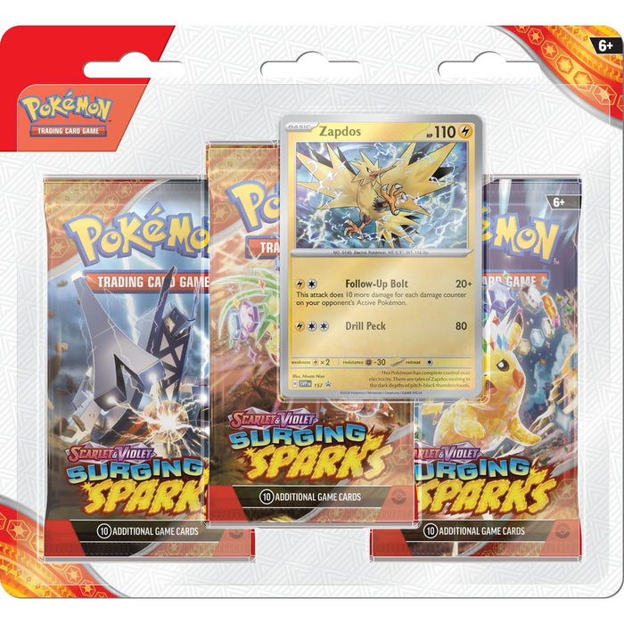 Pokemon: Scarlet & Violet | Surging Sparks - 3 Pack Blister Victory Point Games LLC Pokemon: Scarlet & Violet | Surging Sparks - 3 Pack Blister Victory Point Games LLC