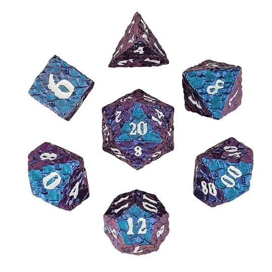 Meteorite Blue Purple Color Shift Metal RPG Dice Set of 7