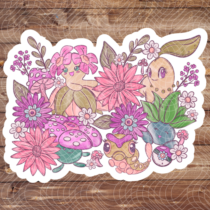 3" Plant Poke Flower Collage Anime Video Game Vinyl Sticker