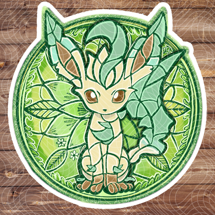 3" Stained Glass Leafeon Poke Anime Video Game Vinyl Sticker