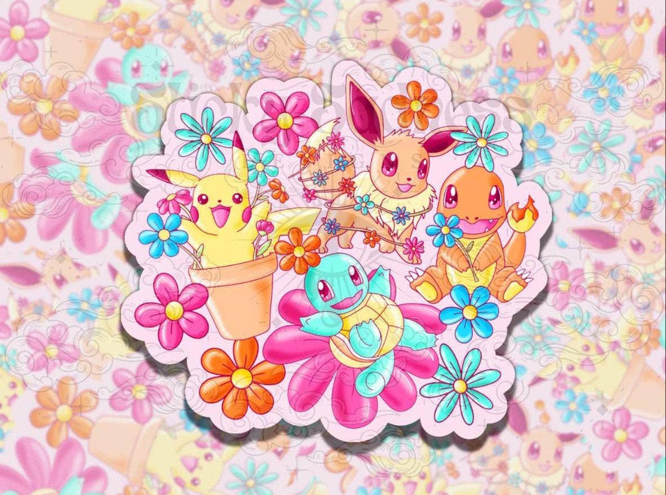 Cute Spring Monsters Vinyl Sticker - Nostalgic Design