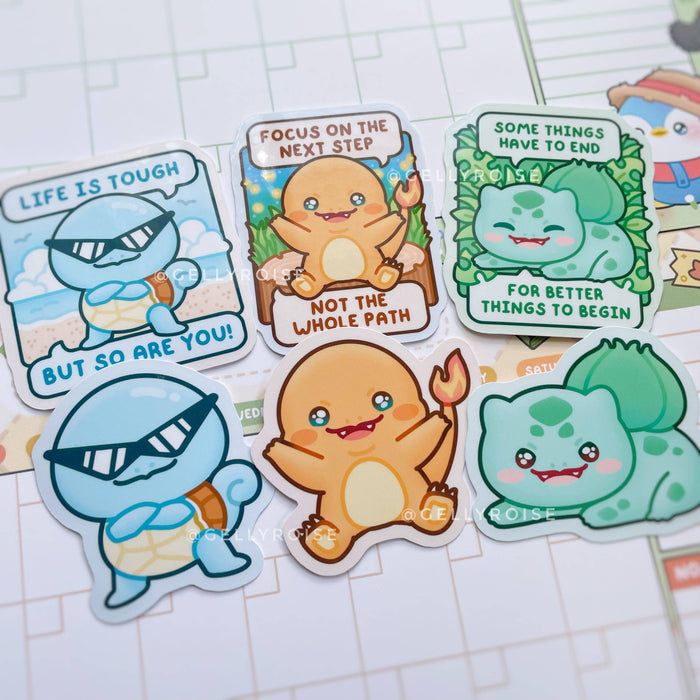Poke Starters Gen 1 Waterproof Stickers