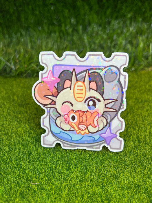 Cat Poke Stamp Sticker Fish