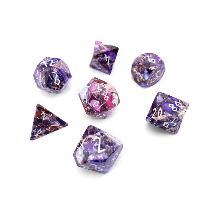 Bronzite Purple Imperial Jasper - Piece RPG Set TruStone Dice
