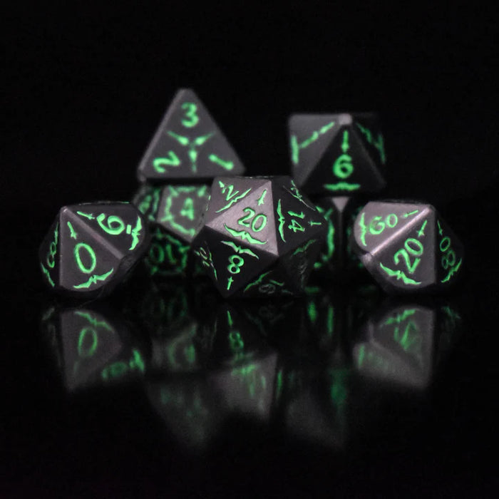 Sword of the Witchking Glow-in-the-Dark Metal Dice Set