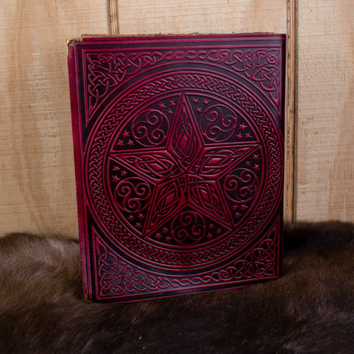 "The Pentacle" Red Spellbook Leather Journal