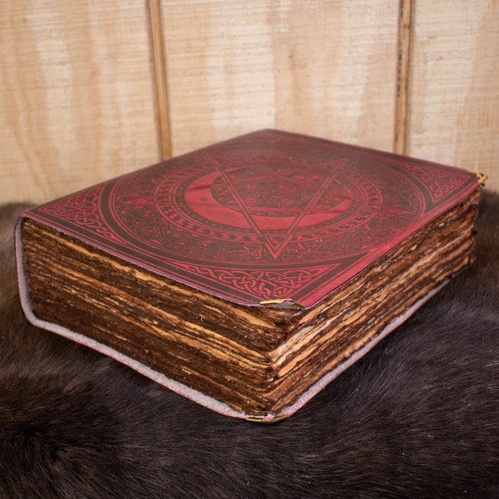 "The Pentacle" Red Spellbook Leather Journal