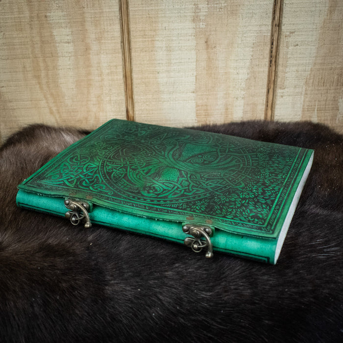 "Tree of Life" Green Leather Sketchbook