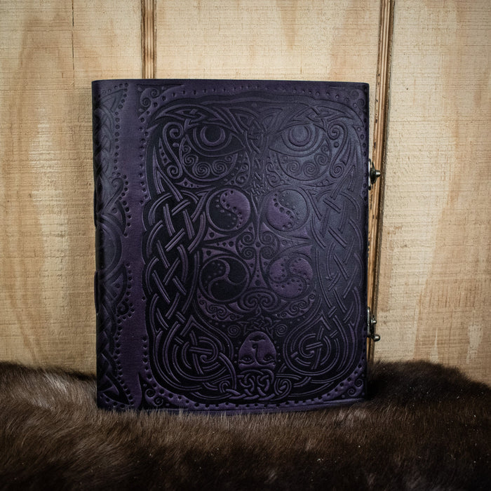 "Owl - Lady of the Forest" Purple Leather Sketchbook