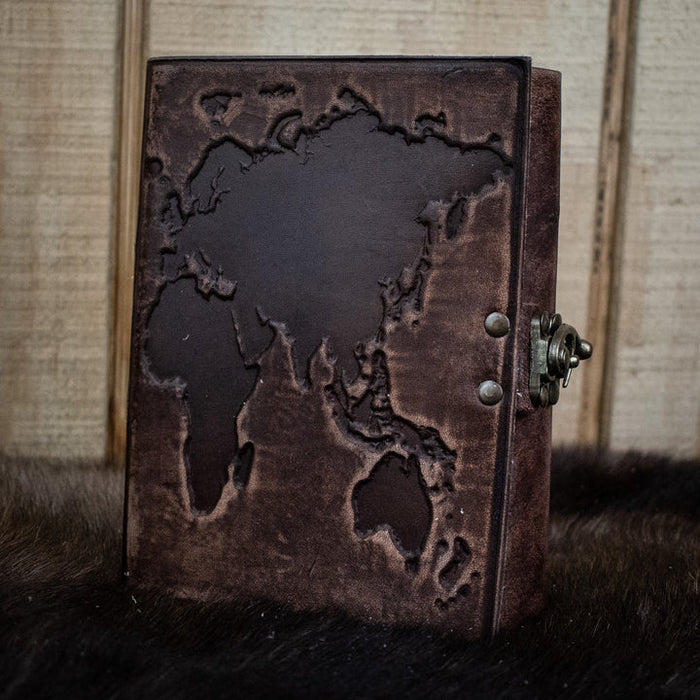 "The World Map" Leather Journal