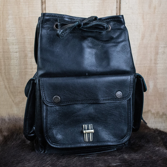 "The Cottage" Leather Mini Backpack - Black