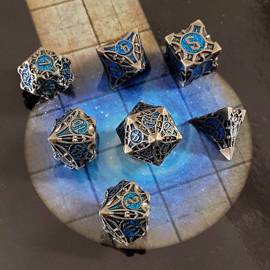 Arcane Enigma Iron Blue Metal RPG Dice Set