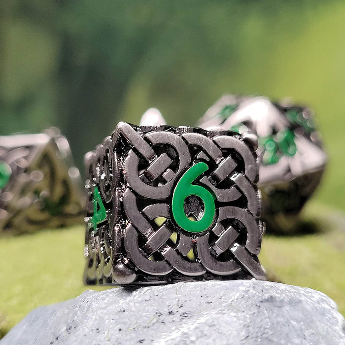 Sacred Hollows Silver Green Hollow | Set of 7 Metal Dice
