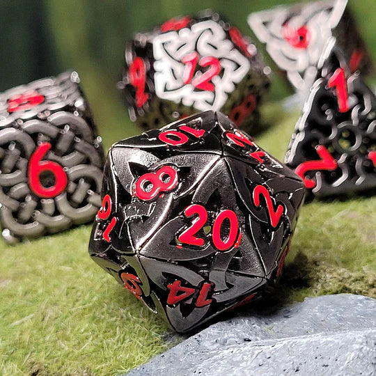 Sacred Hollows Silver Red Hollow | Set of 7 Metal Dice