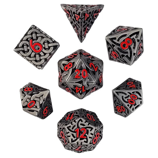 Sacred Hollows Silver Red Hollow | Set of 7 Metal Dice