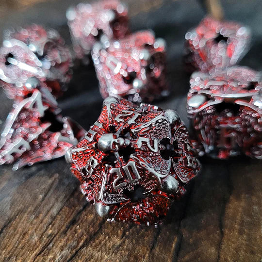 Winged Death Sliver Red Hollow Metal RPG Dice Set