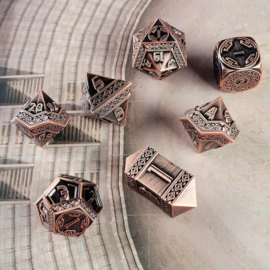 Nahuatl's Chance Metal RPG Dice Set - Copper