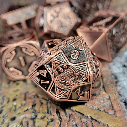 Nahuatl's Chance Metal RPG Dice Set - Copper