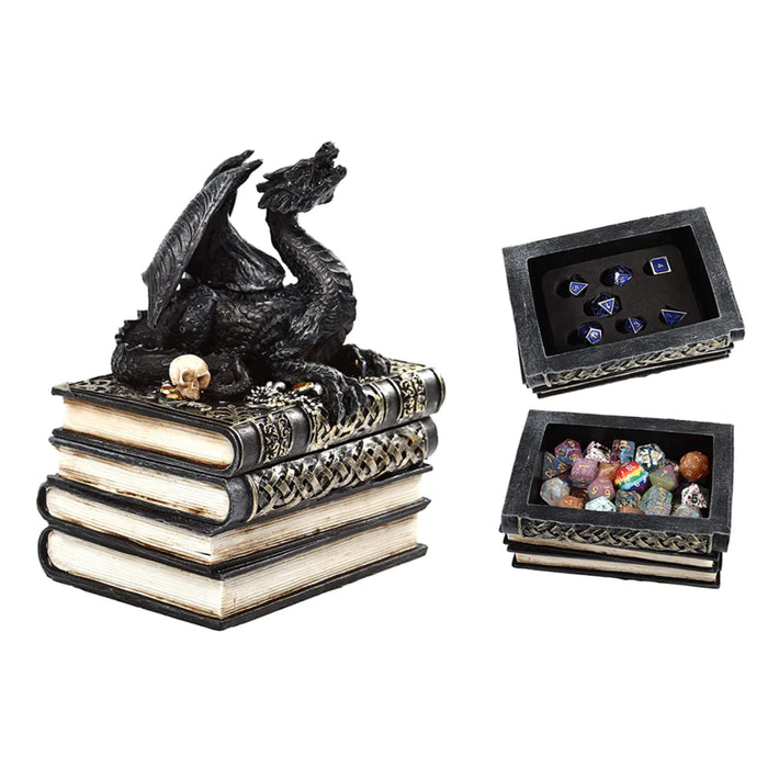 Dragon on a Pedestal of Books Dice Box