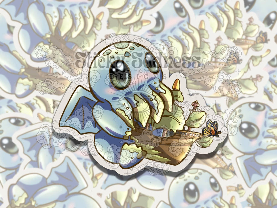 Cthulhu Cute Cryptid Colorful  Vinyl Sticker, , Fantasy Art