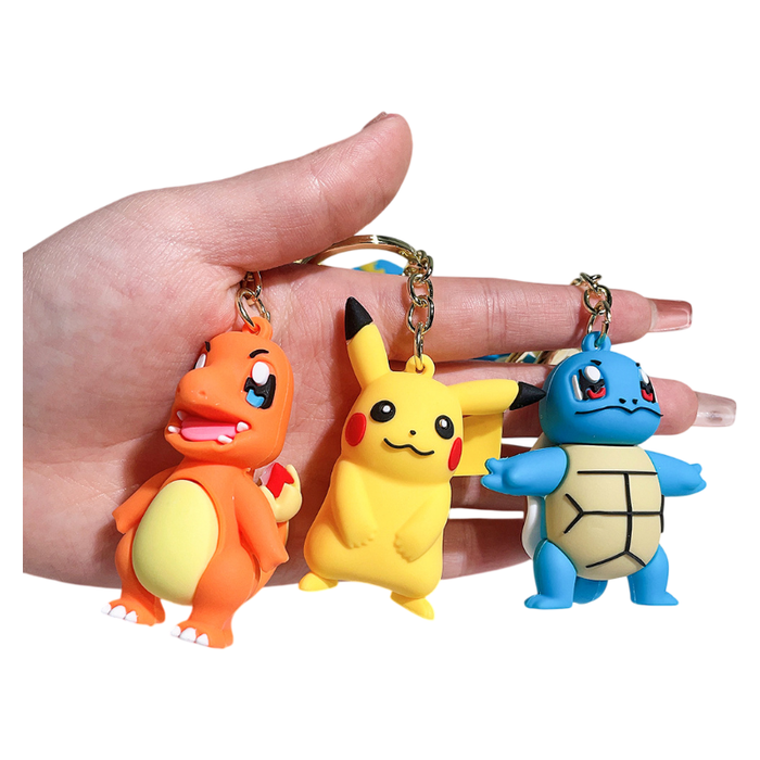 Cartoon Pikachu Silicone Keychain Pokémon Mini Figure Bag Charm Pendant