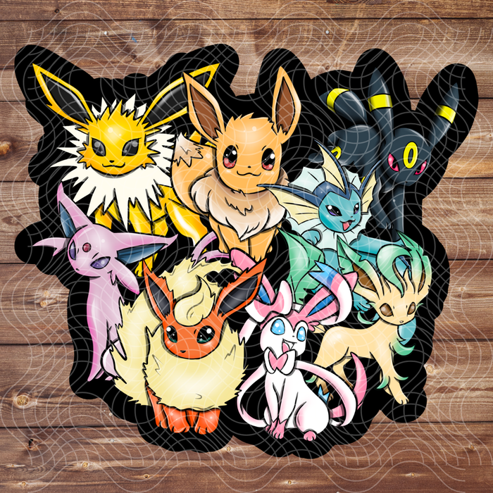3" All Eevees Black Poke Video Game Anime Vinyl Sticker