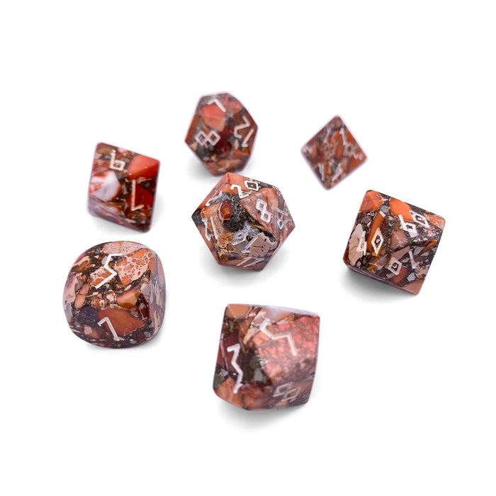 RPG 7 Dice Set | Gemstone - Imperial Jasper - Bronzite Orange