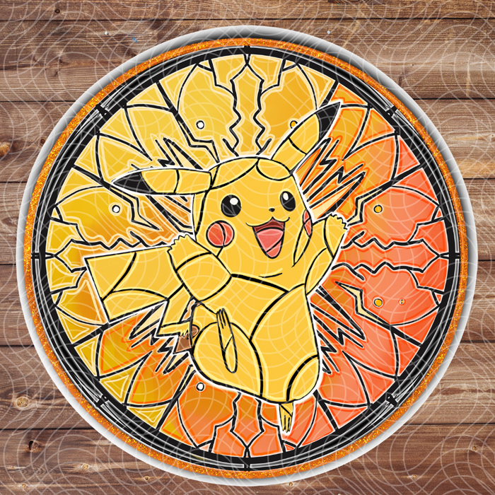 3" Stained Glass Pika Poke Anime Video Game Vinyl Sticker