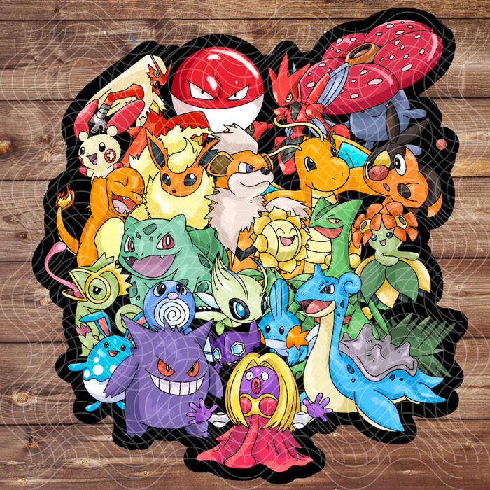 3" Vinyl Anime Poke Monster Collage Game Anime TV Sticker