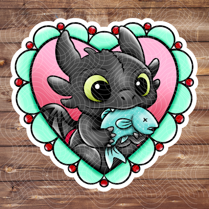 3" Tooth Dragon Fish Cute Movie Cartoon Vinyl Sticker