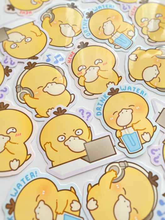 Silly Psyduck Waterproof Stickers