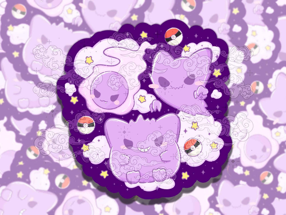 Cute Spooky Monsters Nostalgic Colorful  Vinyl Sticker,