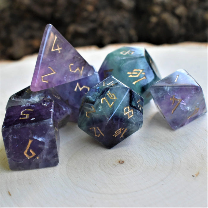 RPG 7 Dice Set | Gemstone - Purple Flourite