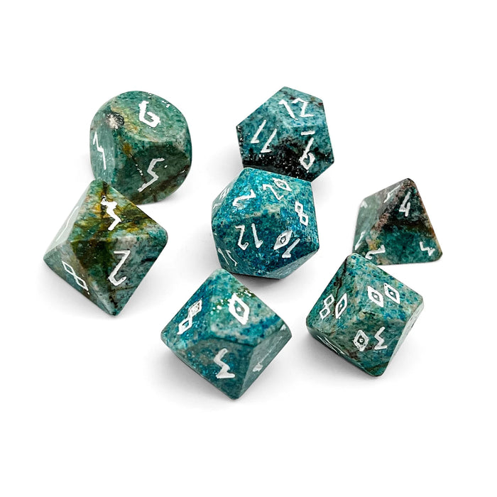 RPG 7 Dice Set | Gemstone - Turquoise - Blue Coral Fossil