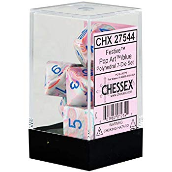Chessex: Festive Pop-art/ Blue 7 Die Set