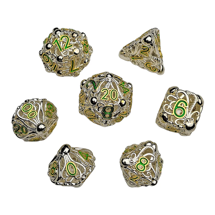 Forged Dice: Fathomless Fate Silver Hollow Metal RPG Dice Set
