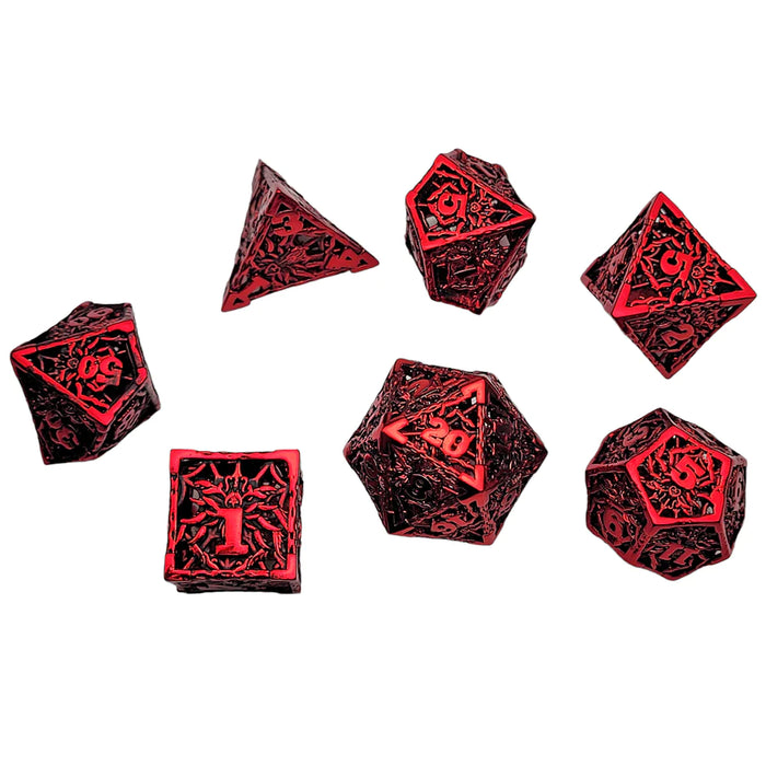 Forged Dice: Red Widow 7-Piece Hollow Metal Dice Set