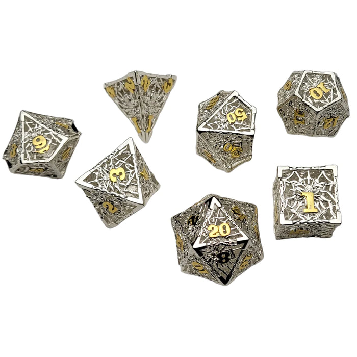 Forged Dice: Silver Widow 7-Piece Hollow Metal Dice Set