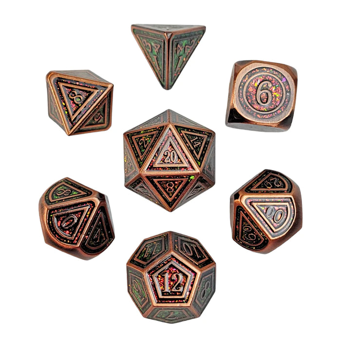 Forged Dice: Forest Embers Metal RPG Dice Set